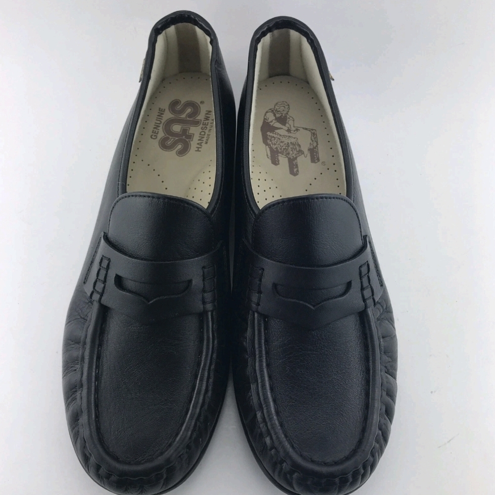 SAS Genuine Handsewn Black Leather Loafers Comfort Slip On Shoes Size 11 W